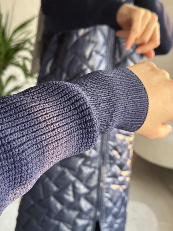 TRİKO DETAYLI KAPİTONE MONT LACİVERT