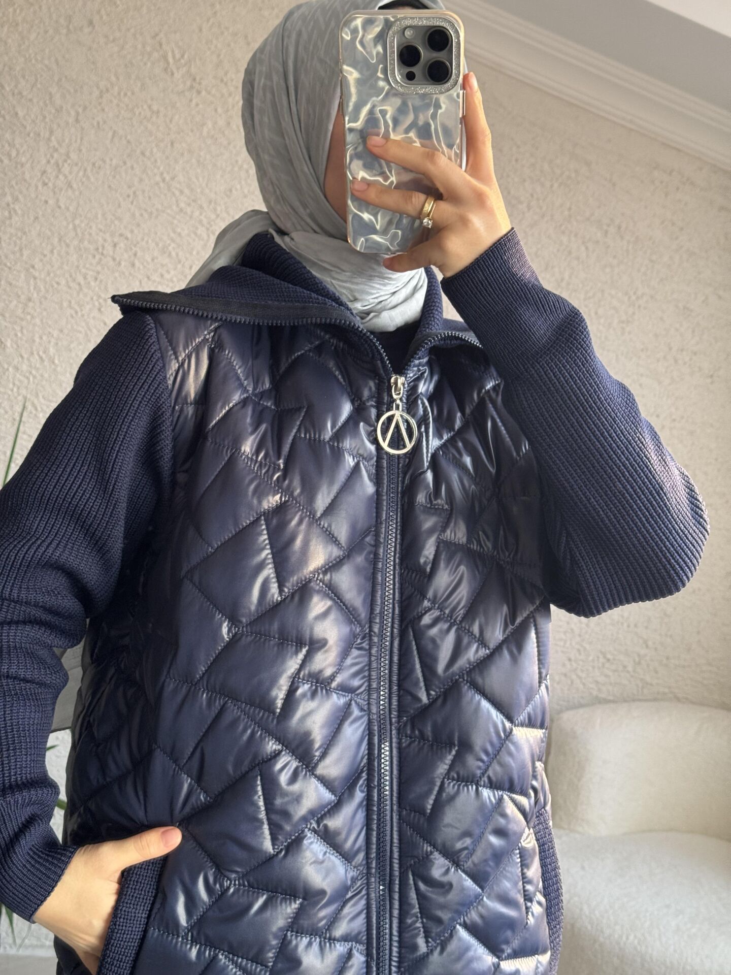 TRİKO DETAYLI KAPİTONE MONT LACİVERT