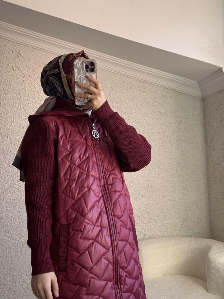 TRİKO DETAYLI KAPİTONE MONT BORDO RENK