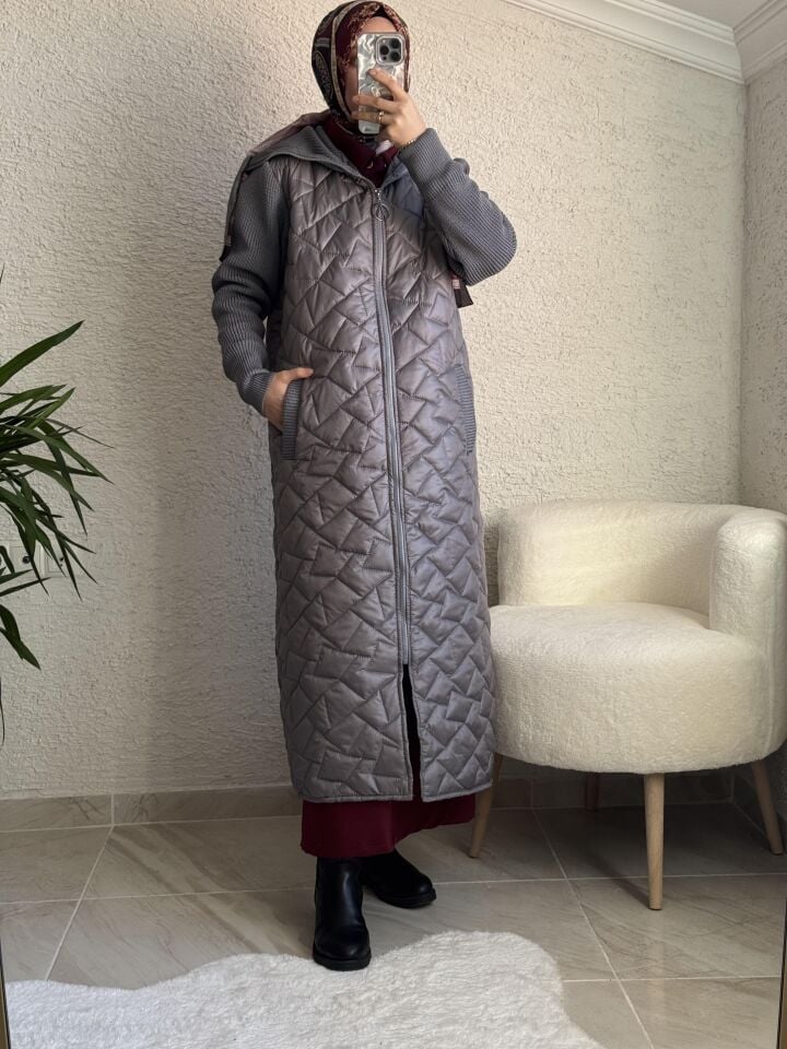 TRİKO DETAYLI MONT GRİ RENK