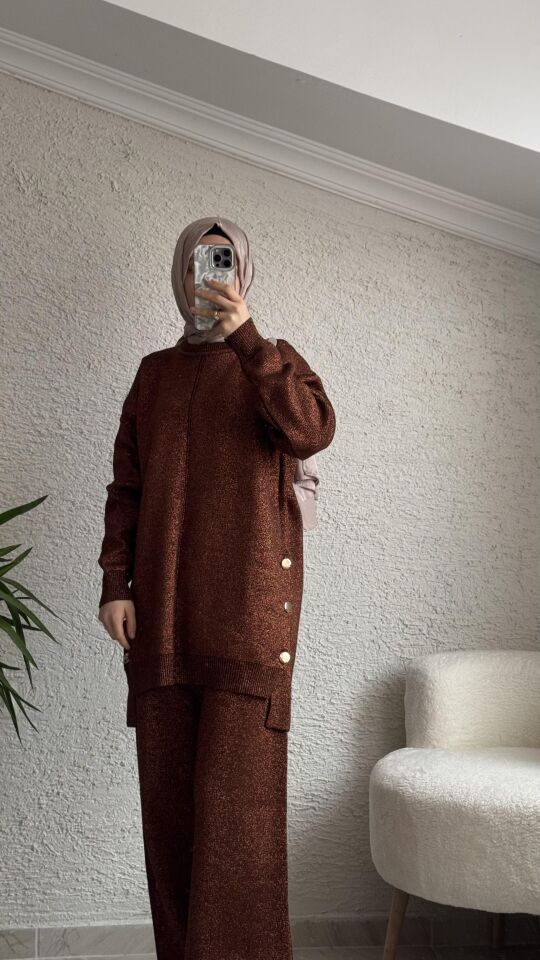 FENOMEN SİMLİ TAKIM KAHVERENGİ