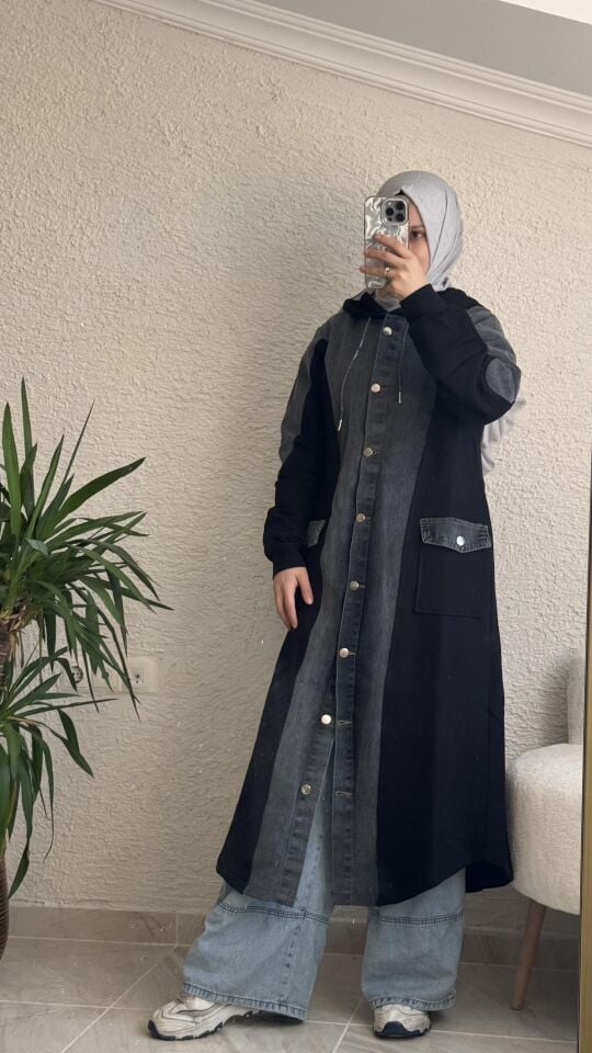 SİYAH KOT DETAYLI KAP