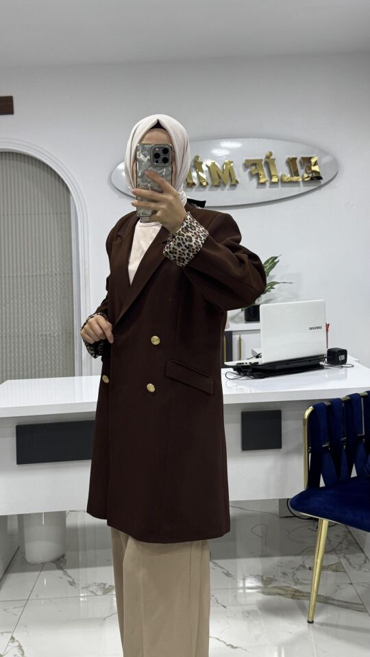 LEOPAR ASTARLI CEKET KAHVERENGİ