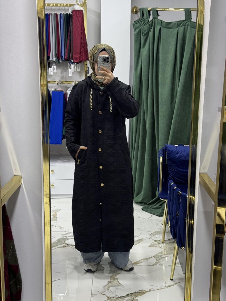 Mevsimlik kapitone kap siyah