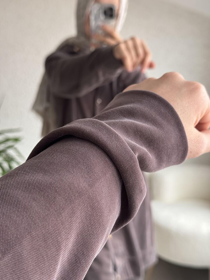 Cıtcıt detaylı pike takım Kahverengi