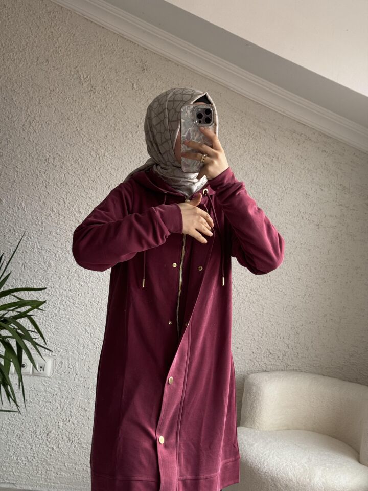 Cıtcıt detaylı Pike kumaş  takım bordo