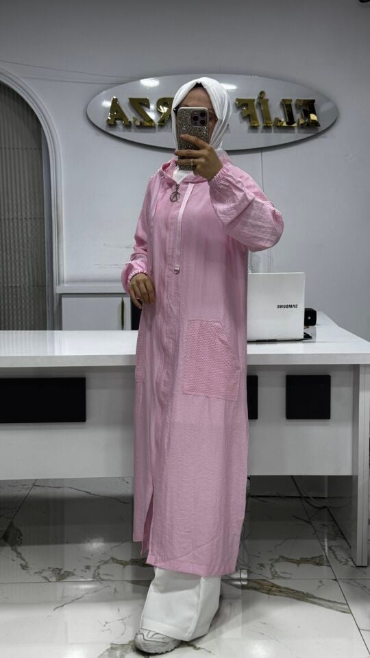 AYŞE AKAY FİLE DETAYLI KAP PEMBE