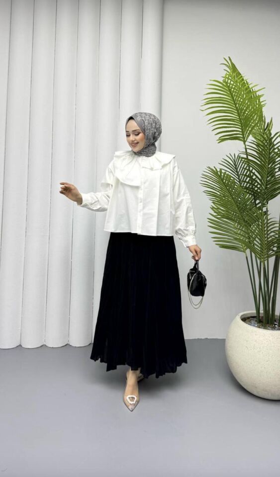 PINTEREST MODEL KISA GÖMLEK BEYAZ