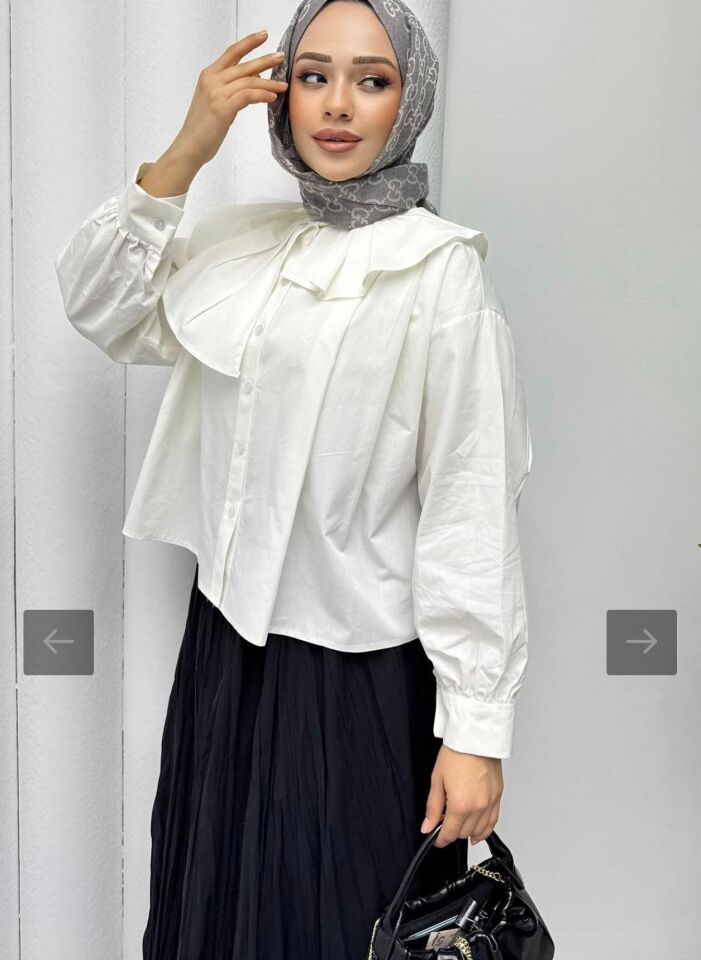 PINTEREST MODEL KISA GÖMLEK BEYAZ