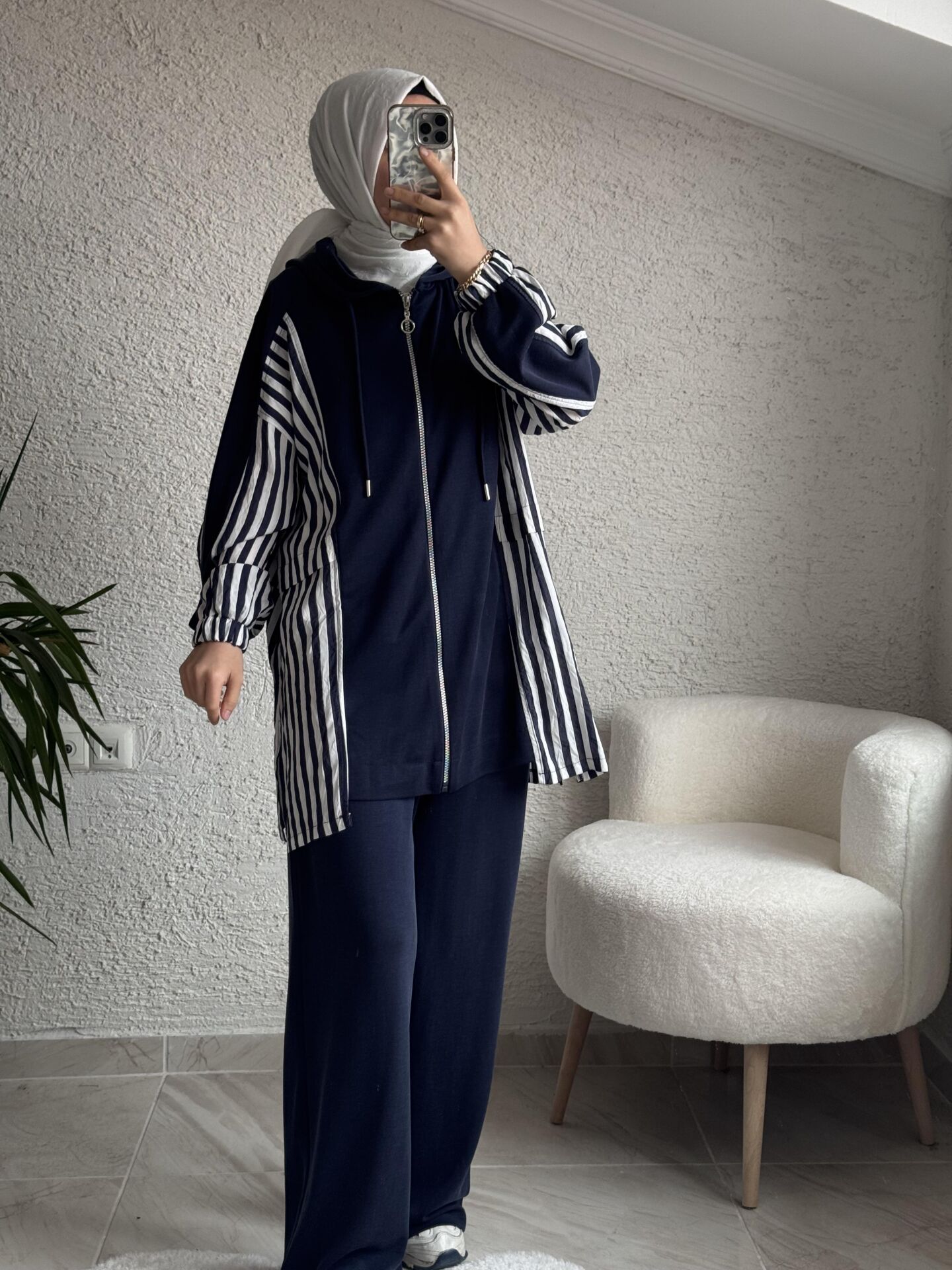 8259 CİZGİLİ OYSHO TAKIM LACİVERT