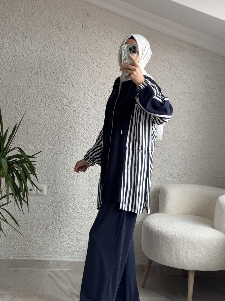 8259 CİZGİLİ OYSHO TAKIM LACİVERT