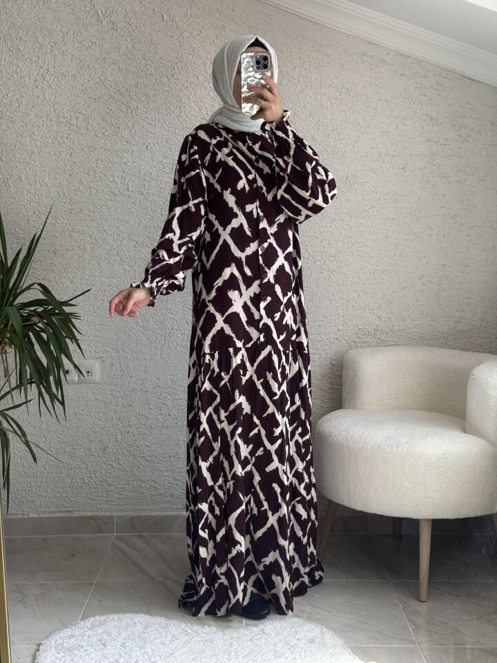 VİSKON ELBİSE MOR