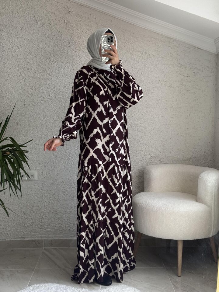 VİSKON ELBİSE MOR