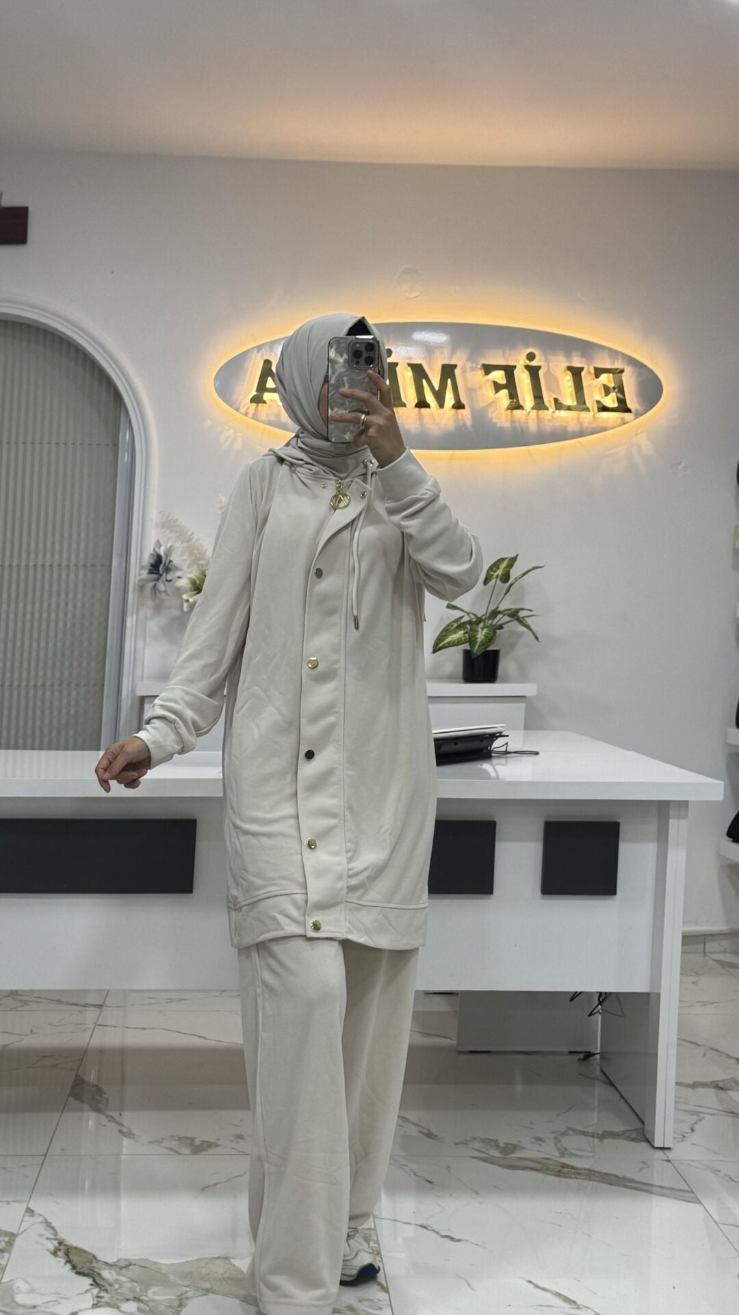 Cıtcıt detaylı Pike kumaş  takım krem