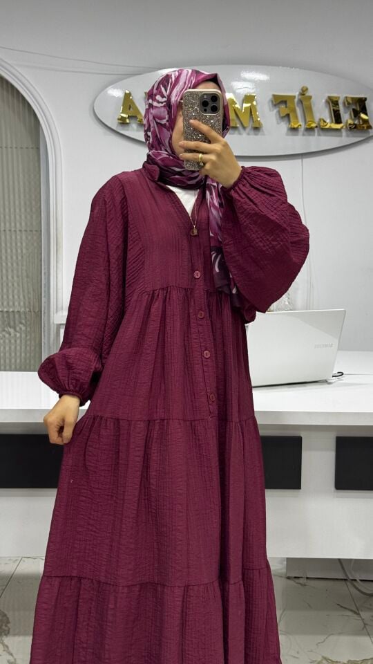 4252 MÜSLİN ELBİSE MÜRDÜM
