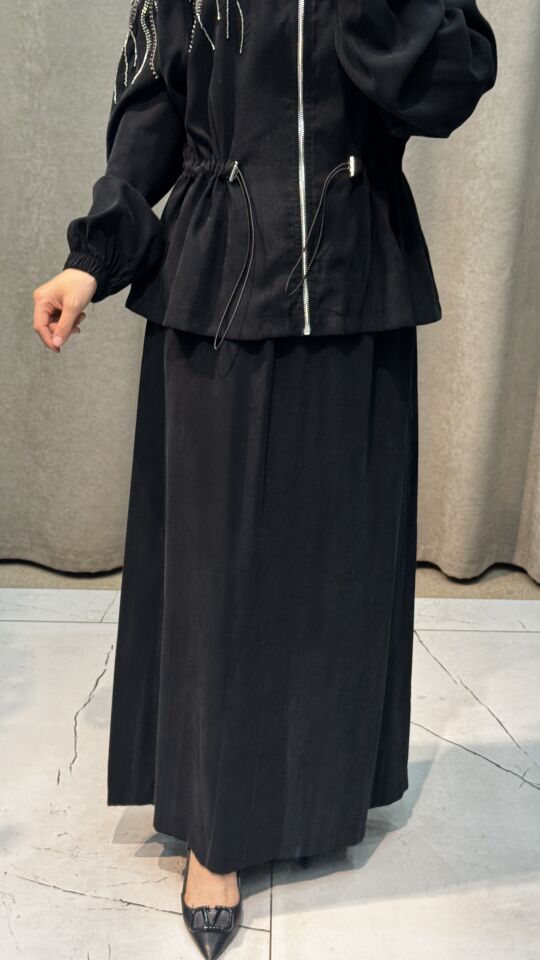 4109 İNCİ ETEKLİ TAKIM SİYAH