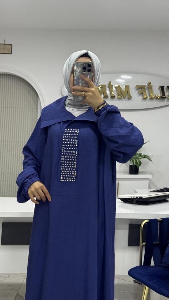 DEFNE ELBİSE MAVİ