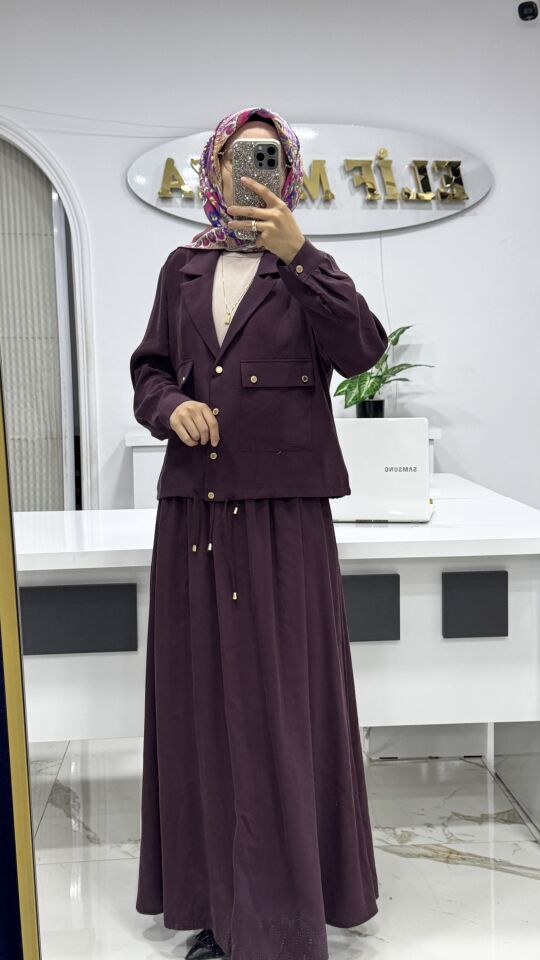 NOSHE CEKETLİ ETEKLİ TAKIM MÜRDÜM