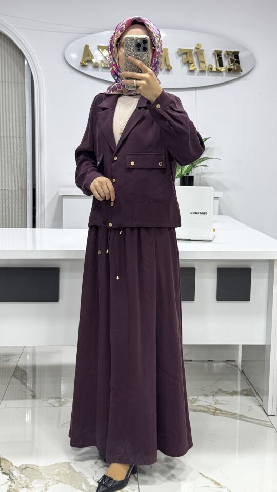 NOSHE CEKETLİ ETEKLİ TAKIM MÜRDÜM