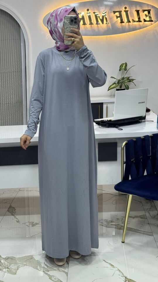 Ayşe Akay penye elbise gri