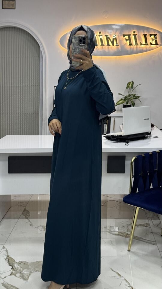 AYŞE AKAY PENYE ELBİSE PETROL MAVİ