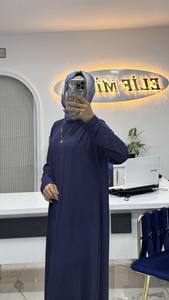AYŞE AKAY PENYE ELBİSE LACİVERT