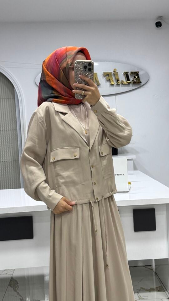 NOSHE CEKETLİ ETEKLİ  TAKIM KREM