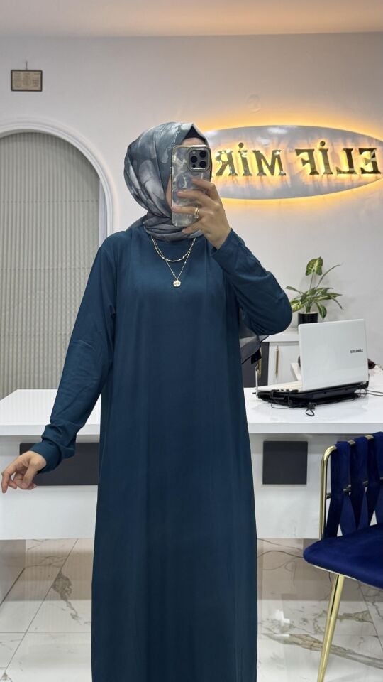 AYŞE AKAY PENYE ELBİSE PETROL YEŞİL