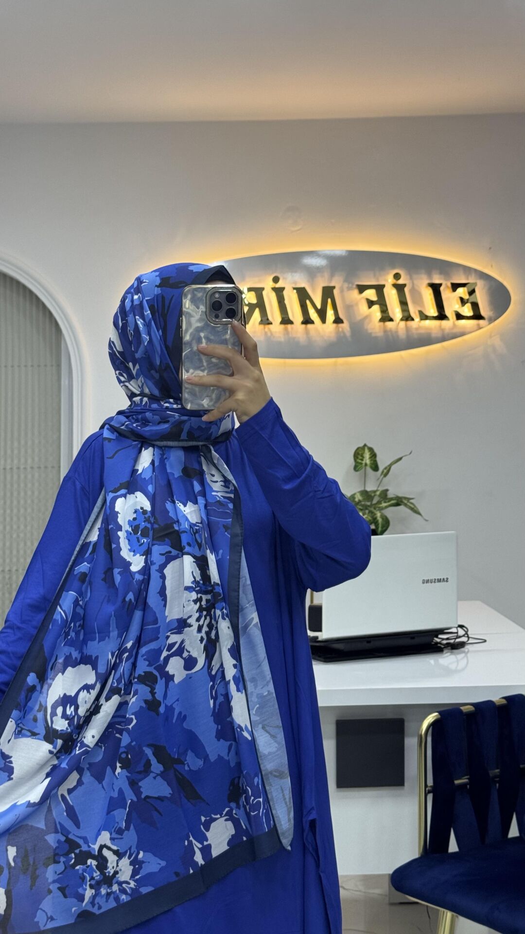 BATIK DESEN SOFT ŞAL SAKS MAVİ