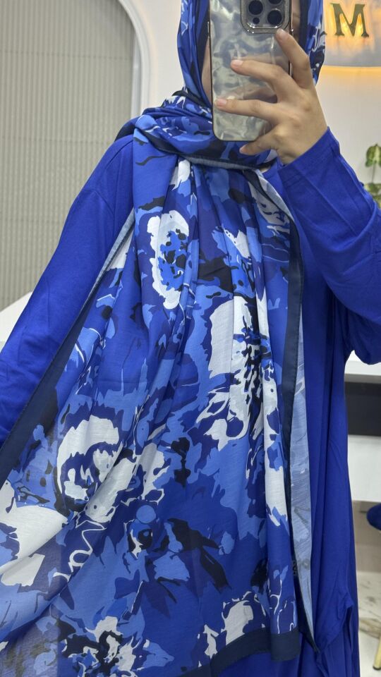 BATIK DESEN SOFT ŞAL SAKS MAVİ