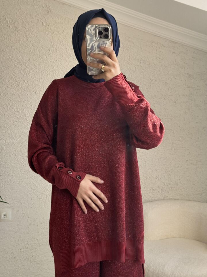 SİMLİ MERSERİZE TAKIM BORDO
