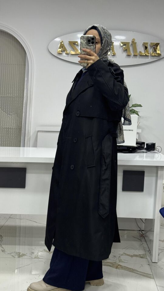 NOSHE TRENÇKOT SİYAH