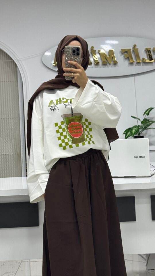 MATCHA BASKILI TUNİK
