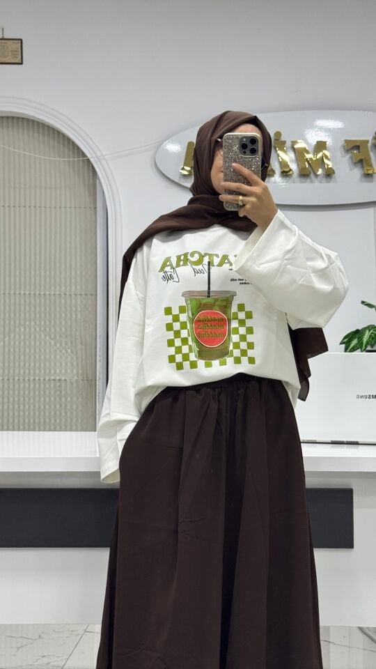 MATCHA BASKILI TUNİK