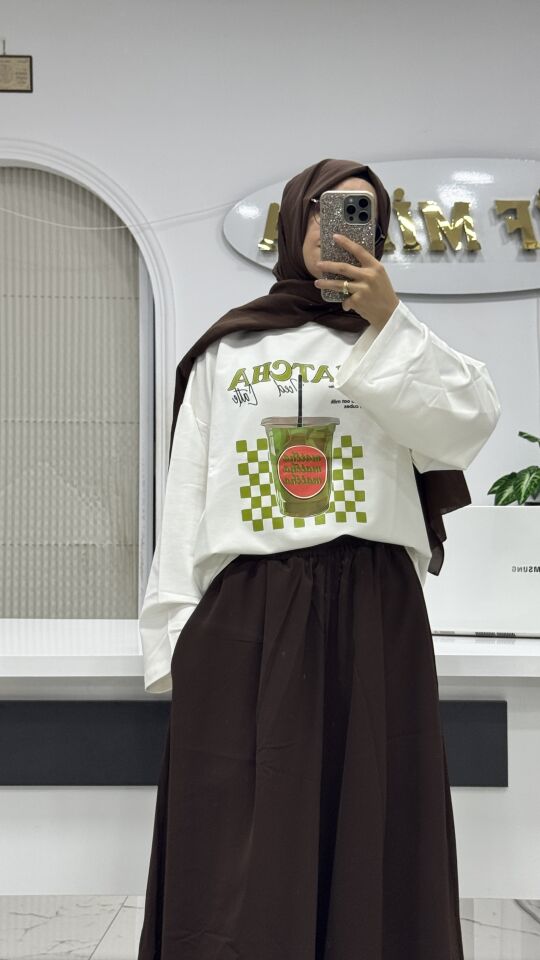 MATCHA BASKILI TUNİK