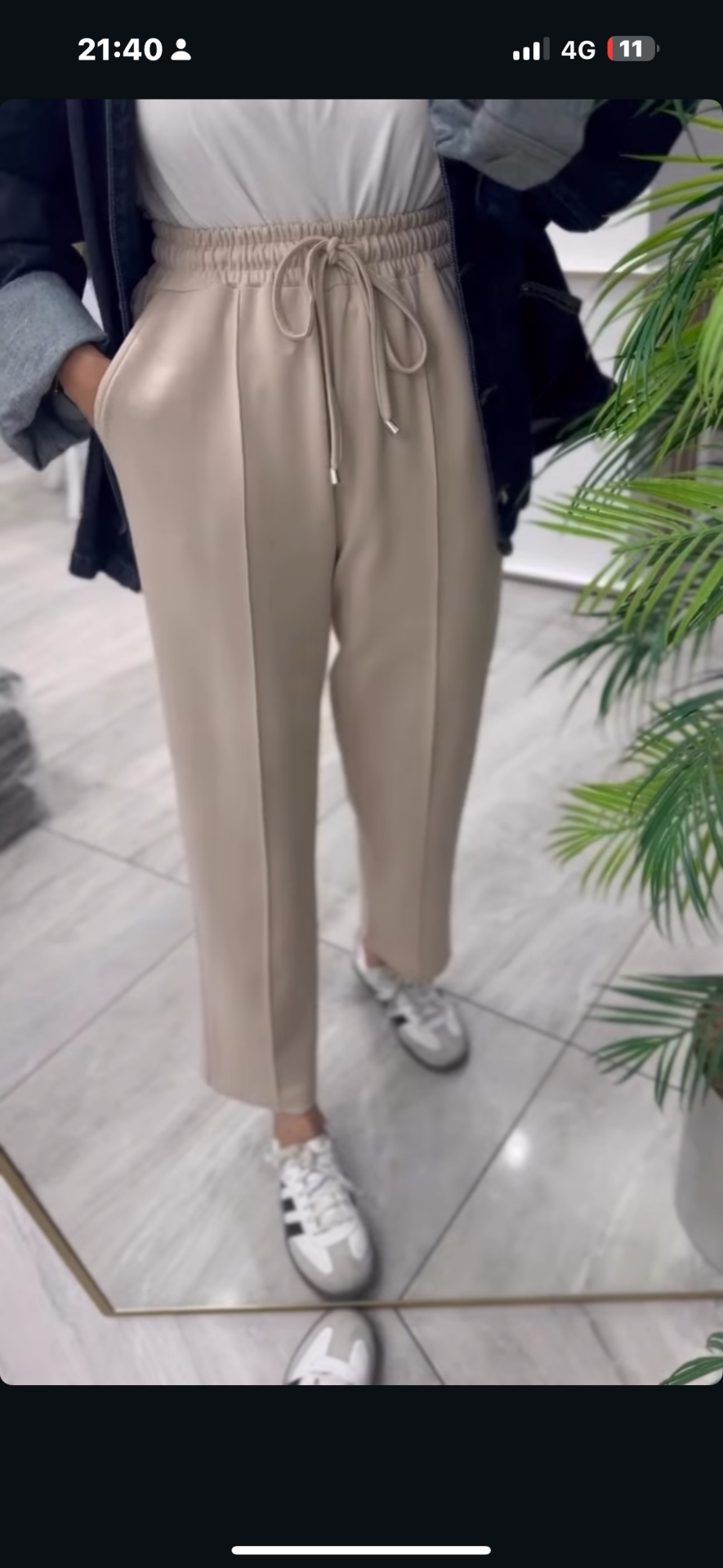OYSHO PANTOLON KREM
