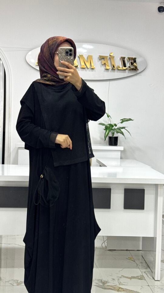 AYŞE AKAY FİLE DETAYLI KAP SİYAH