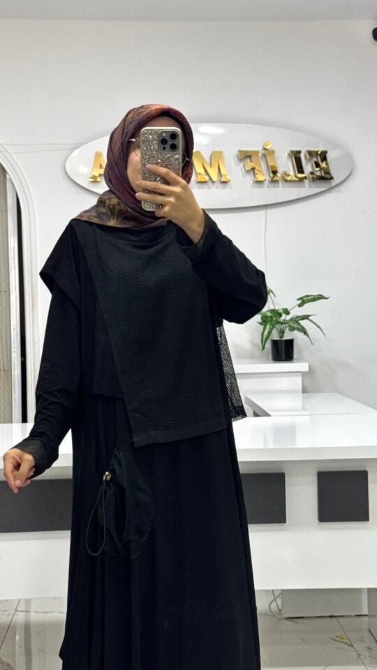 AYŞE AKAY FİLE DETAYLI KAP SİYAH