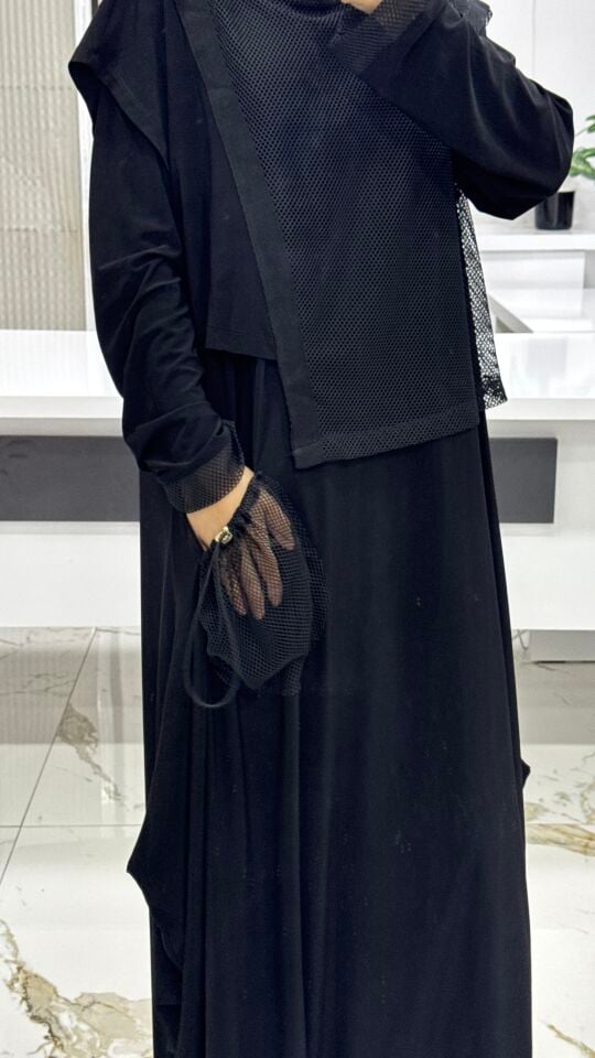 AYŞE AKAY FİLE DETAYLI KAP SİYAH