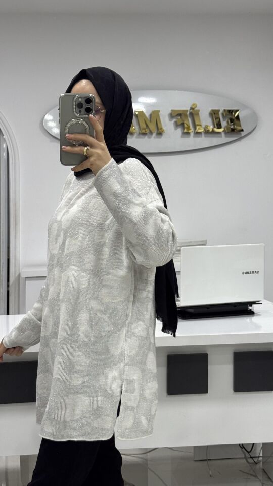 IŞILTILI LEOPAR TRİKO GRİ