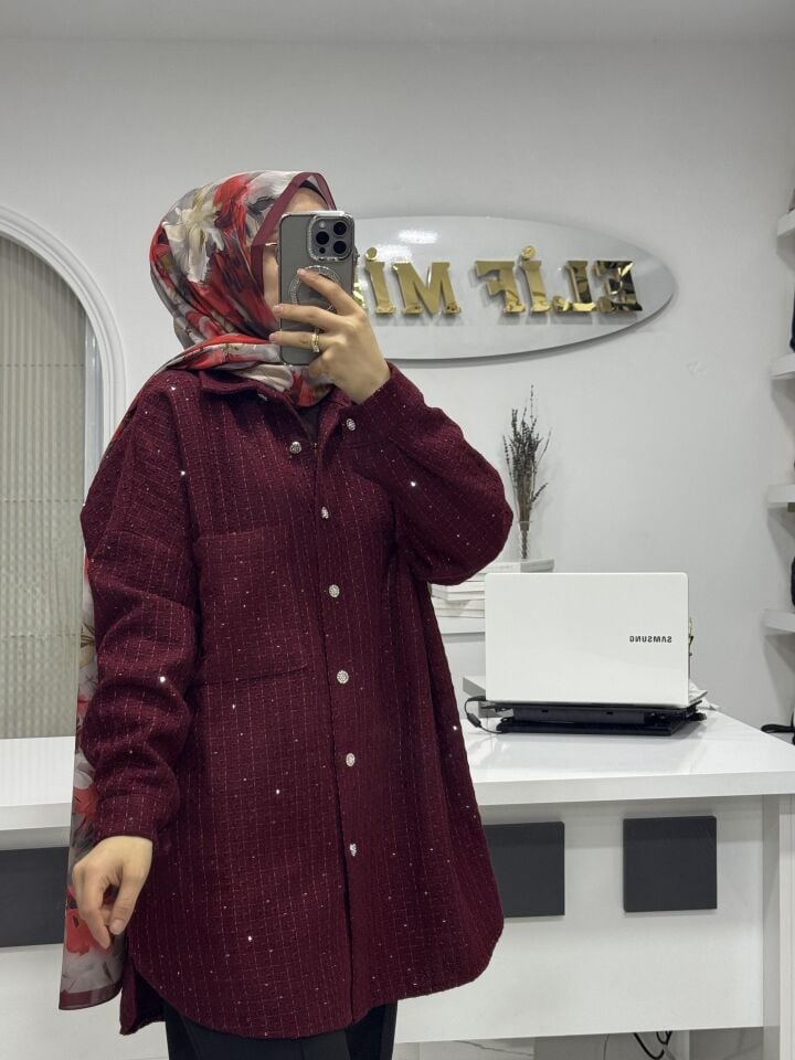 PIRLANTA SHİNEL GÖMLEK BORDO