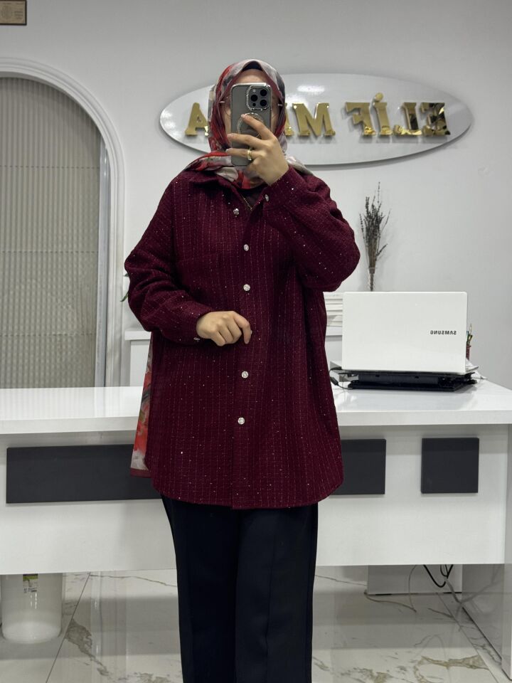 PIRLANTA SHİNEL GÖMLEK BORDO