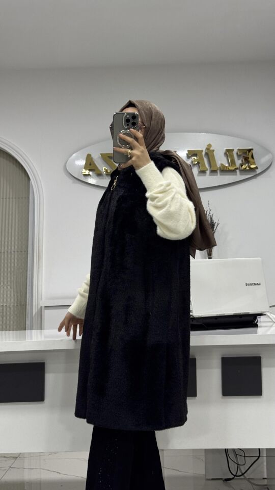 PREMİUM KALİTE ANGORA YELEK SİYAH