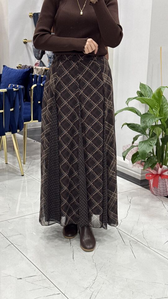 EKOSE DESEN ŞİFON ETEK