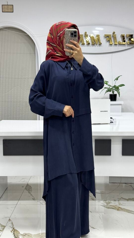 TASARIM UZUN TUNİKLİ TAKIM LACİVERT