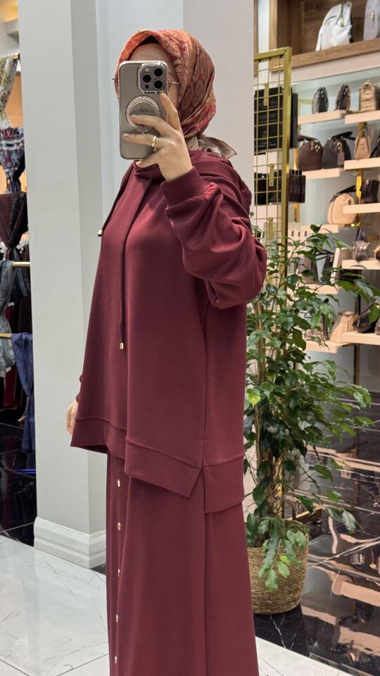 İTHAL OYSHO ETEKLİ TAKIM BORDO