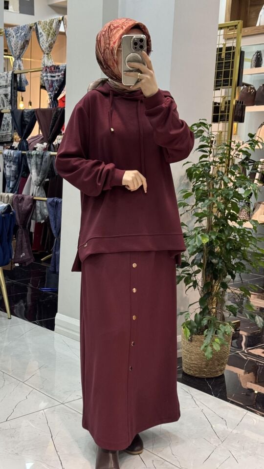 İTHAL OYSHO ETEKLİ TAKIM BORDO