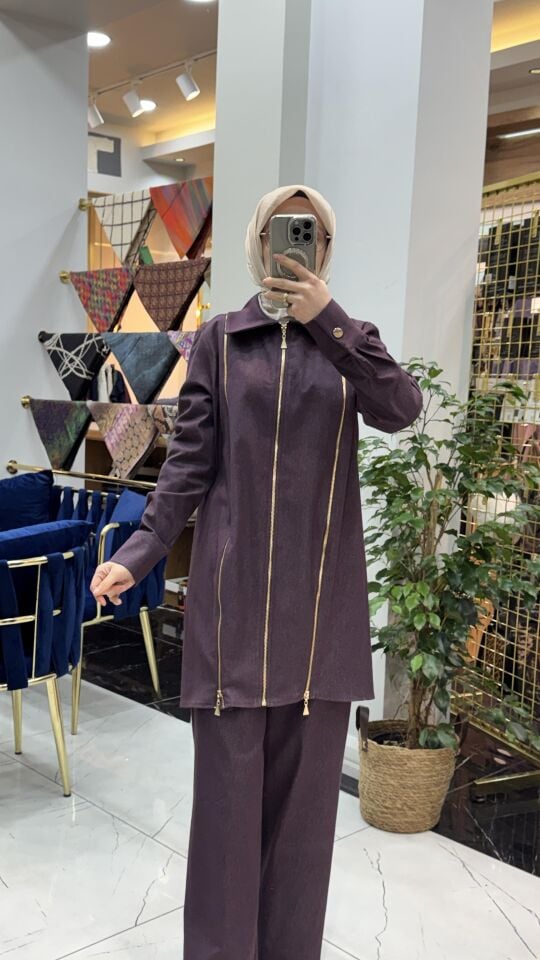 FERMUAR DETAYLI İKİLİ TAKIM MÜRDÜM