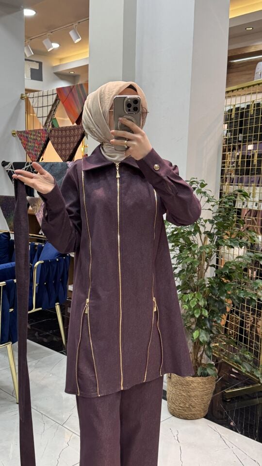 FERMUAR DETAYLI İKİLİ TAKIM MÜRDÜM