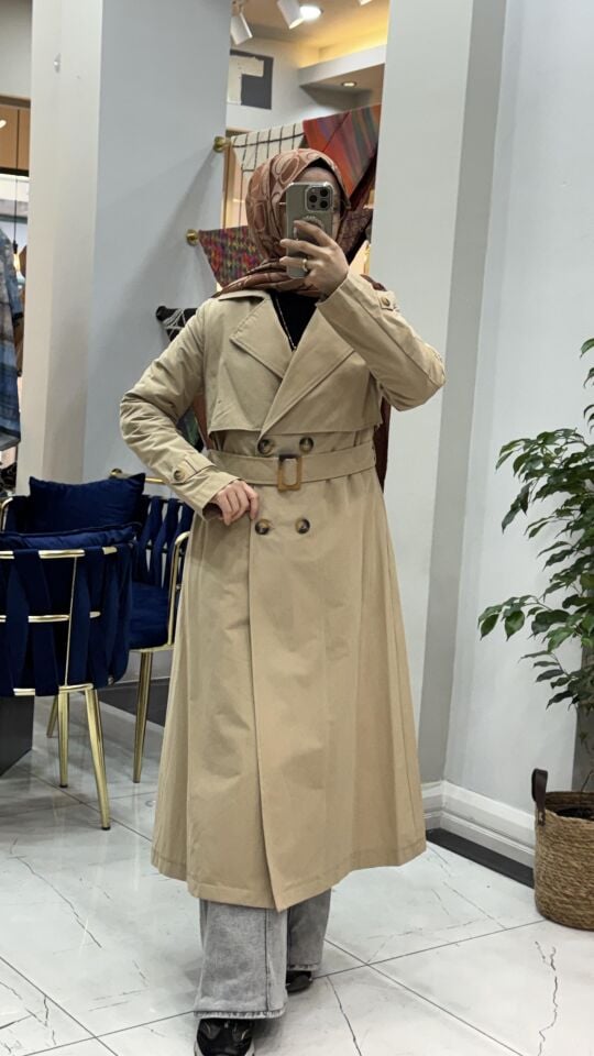 Nihle astarsız trençkot camel